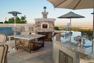 outdoor kitchens can be small or larger like this one